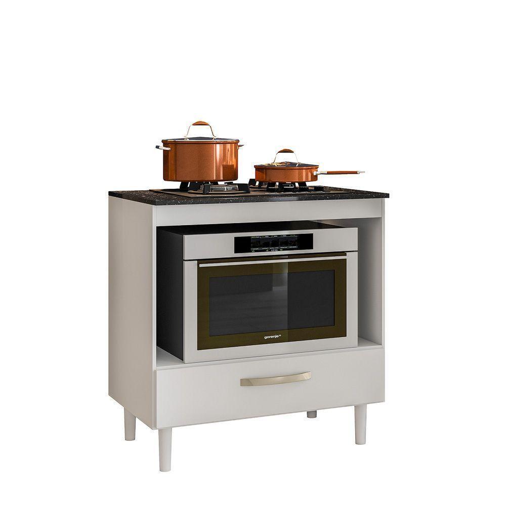 Balcão Nicioli Cooktop 1 Gaveta Branco Com Branco - 3