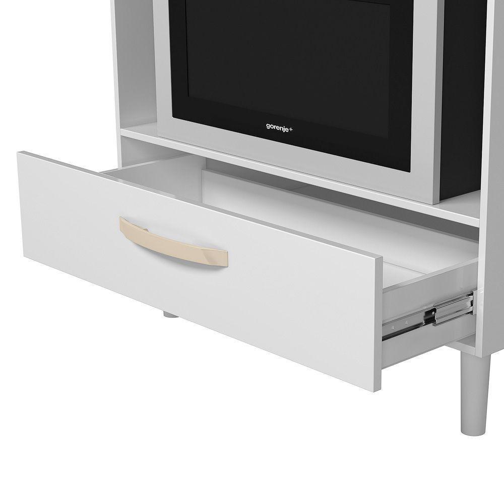 Balcão Nicioli Cooktop 1 Gaveta Branco Com Branco - 5