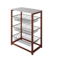 Fruteira Com Suporte Para Micro-Ondas Barcelona Aço Cobre Cesto Preto Tampo Branco - Cor: Marrom - 3