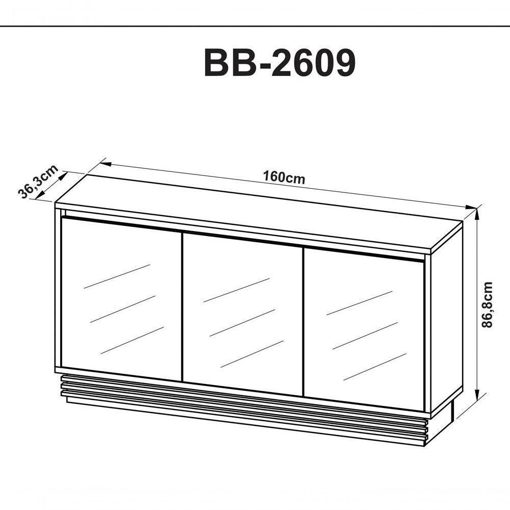 Balcao Buffet 03 Portas Com Espelho Bb2609 Natural Natural - 5