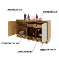 Balcao Buffet 03 Portas Com Espelho Bb2609 Natural Natural - 6