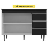 Balcão Gabinete De Pia 100Cm Sem Tampo 2 Portas Preto - 3