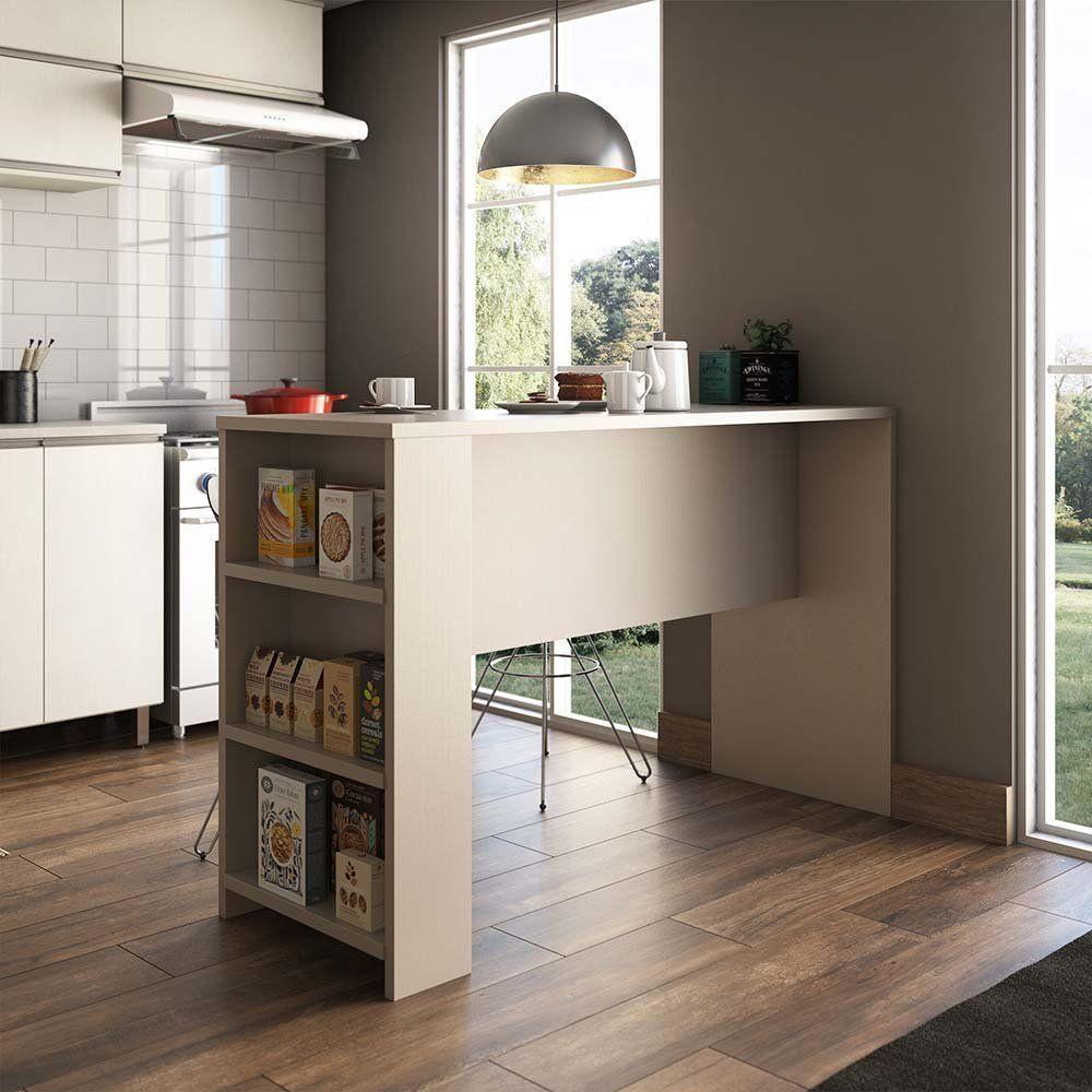 Bancada Mesa Gourmet Para Cozinha 150cm X 97cm Com 3 Prateleiras Suprema Luciane Móveis Connect - 2