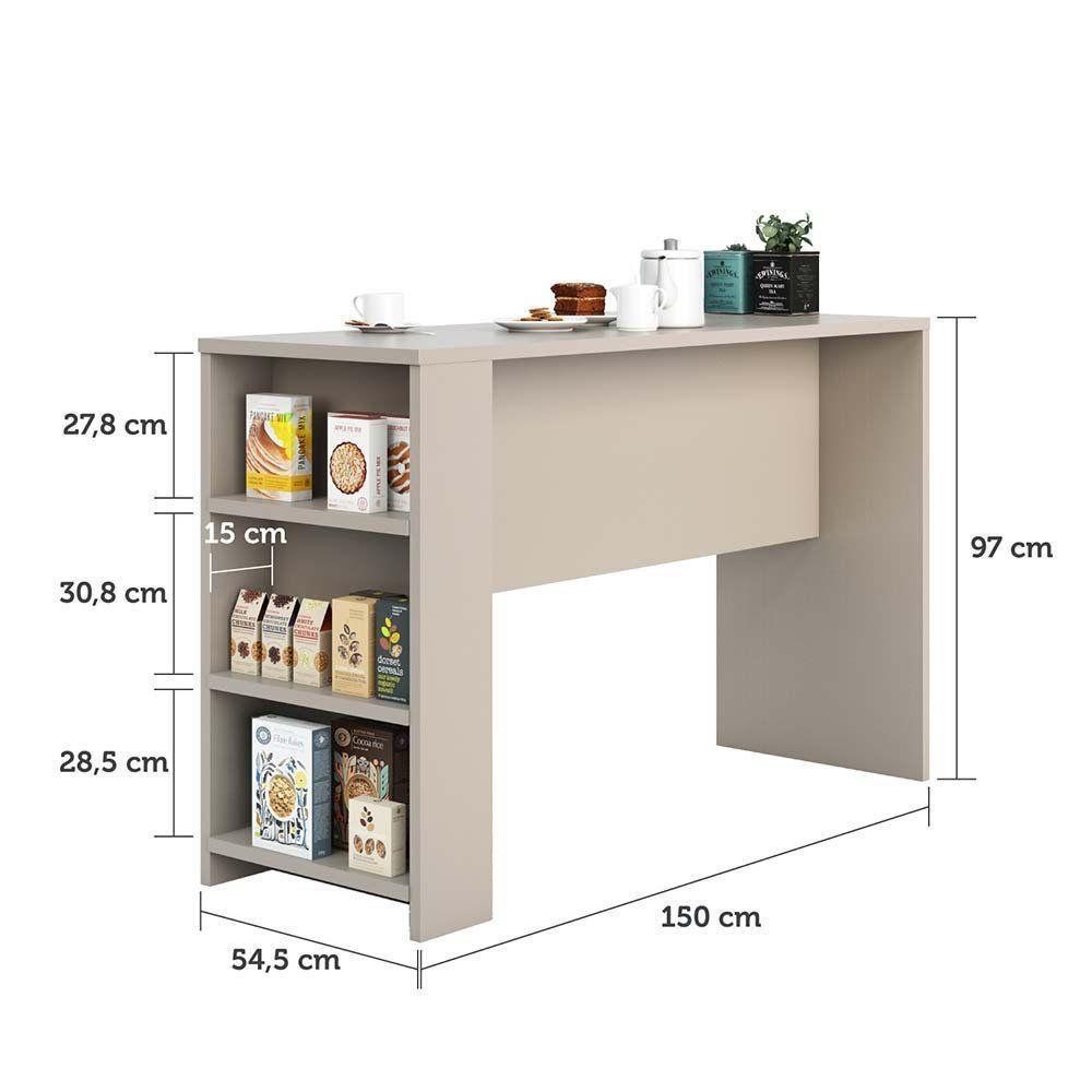 Bancada Mesa Gourmet Para Cozinha 150cm X 97cm Com 3 Prateleiras Suprema Luciane Móveis Connect - 6