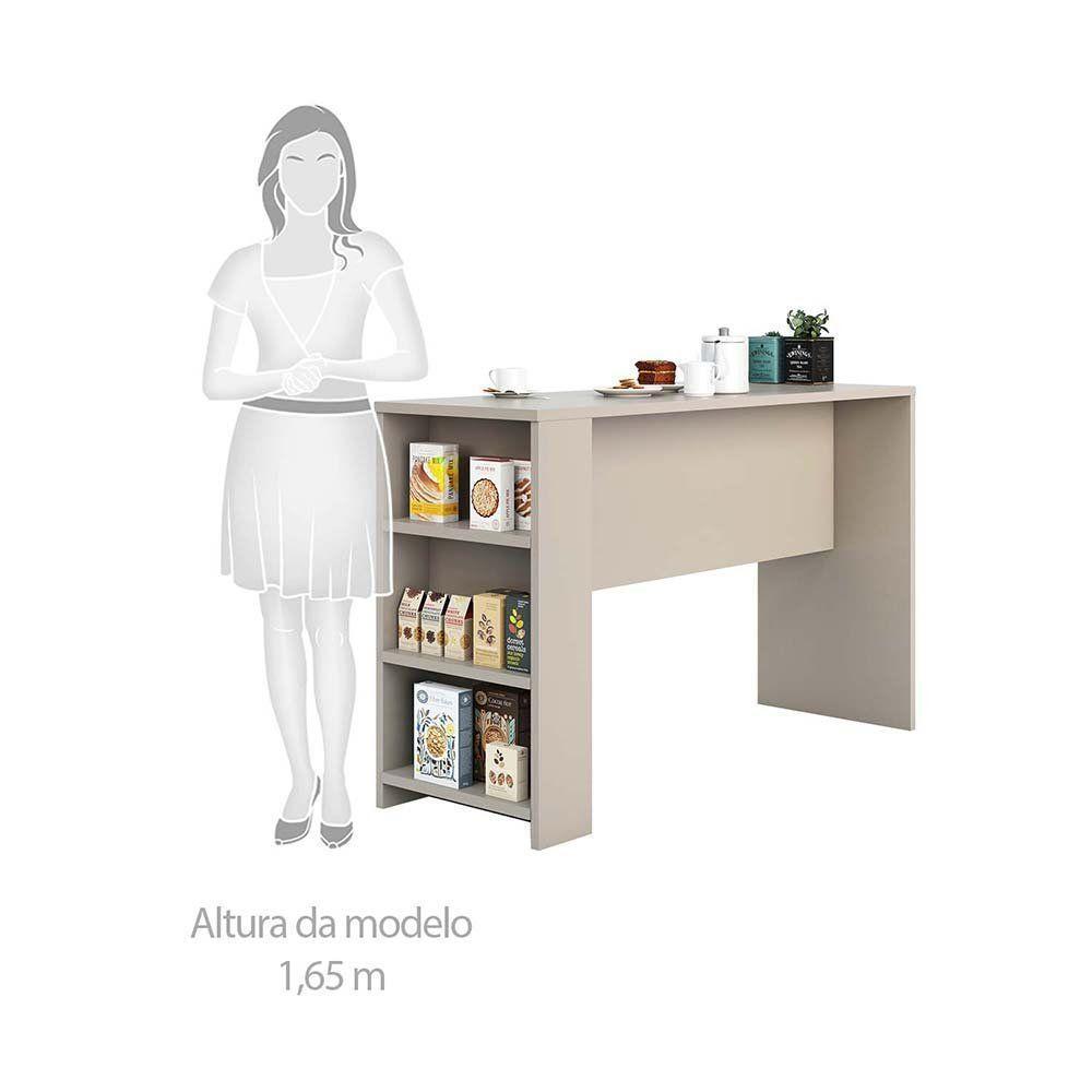 Bancada Mesa Gourmet Para Cozinha 150cm X 97cm Com 3 Prateleiras Suprema Luciane Móveis Connect - 8
