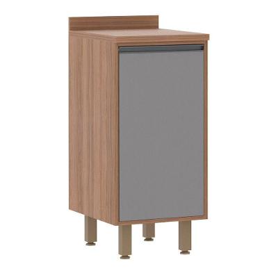 Balcão De Cozinha Com Tampo 40 Cm 1 Porta De Abrir 1 Prateleira Isa Luciane Móveis Vanilla Com Cinza Puro