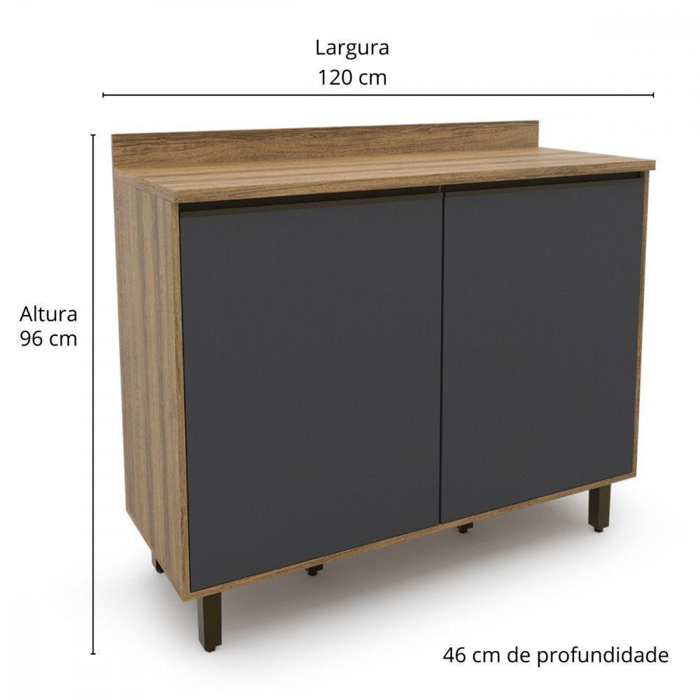 Balcao Confort 120cm 2 Portas Cinamomo grafite Batrol Cinamomo grafite - 2