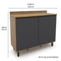 Balcao Confort 120cm 2 Portas Cinamomo grafite Batrol Cinamomo grafite - 2