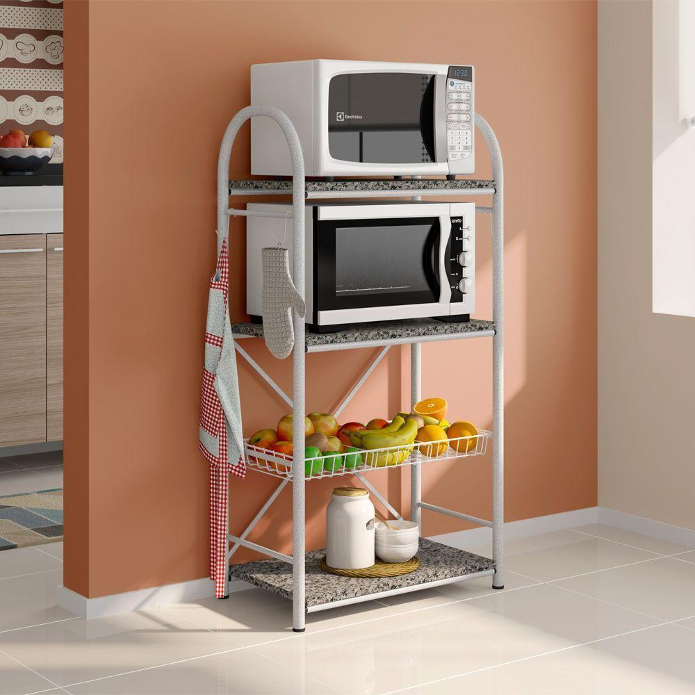 Fruteira Suzy 852a 3 Prateleiras Em Granito Cromo Branco - 2