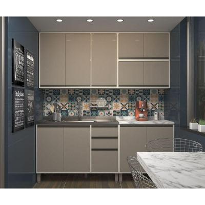 Cozinha Completa Modulada Linea 5 Peças 9 Portas 3 Gavetas MDF 200cm Marrom