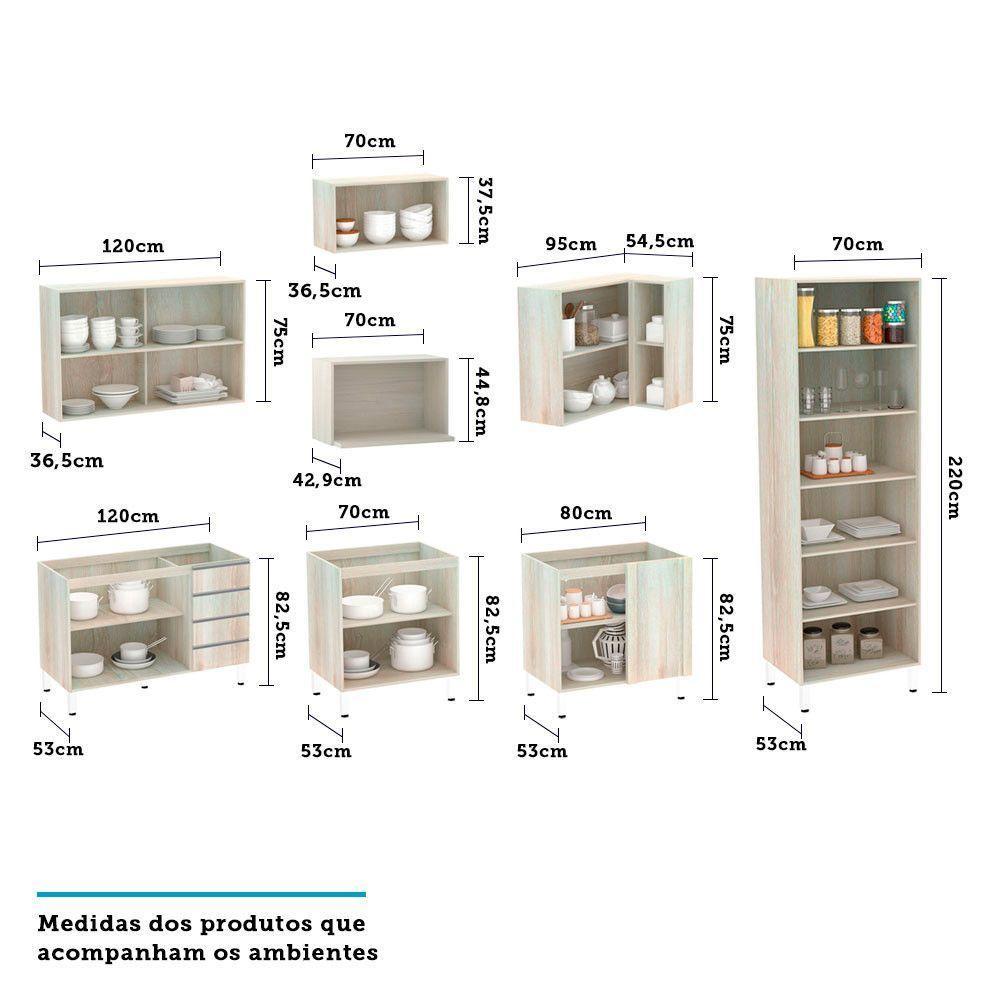 Cozinha Modulada 8 Pçs Legno Crema Lis Legno Crema - 5