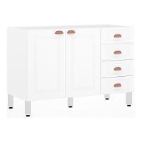 Balcão De Pia S/ Tampo 120cm 2 Portas 4 Gavetas Branco Polar - 1