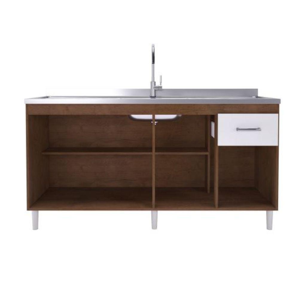 Balcão Indekes Para Pia 4 Portas 1 Gaveta 6115.10 Noce/ Off White - 2