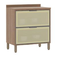 Balcão De Cozinha C/Tampo 80cm 2 Gavetões Frontal Vidro - 1