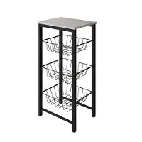 Fruteira De Chão Cozinha Montada Aço Preto Tampo Branco Roma - Cor: Branco - 1