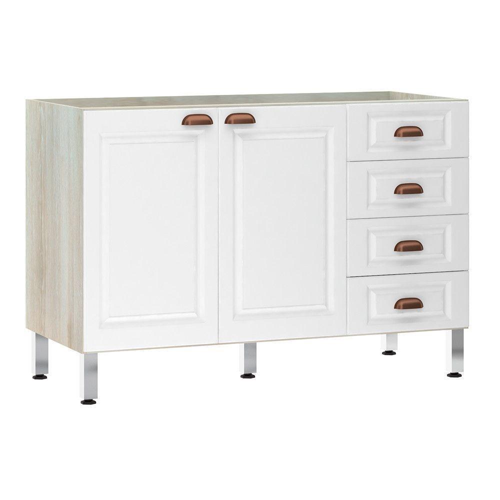 Balcão De Pia S/ Tampo 120cm 2 Portas 4 Gavetas Agatha Legn - 1