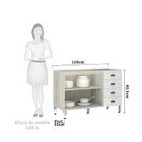 Balcão De Pia S/ Tampo 120cm 2 Portas 4 Gavetas Agatha Legn - 5