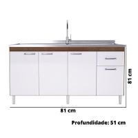 Balcão Indekes Para Pia 4 Portas 1 Gaveta 6115.10 Noce/ Off White - 3