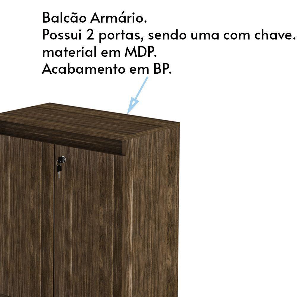 Balcão Com Chave Para Escritório Home Office Me4149 Nogal - 9
