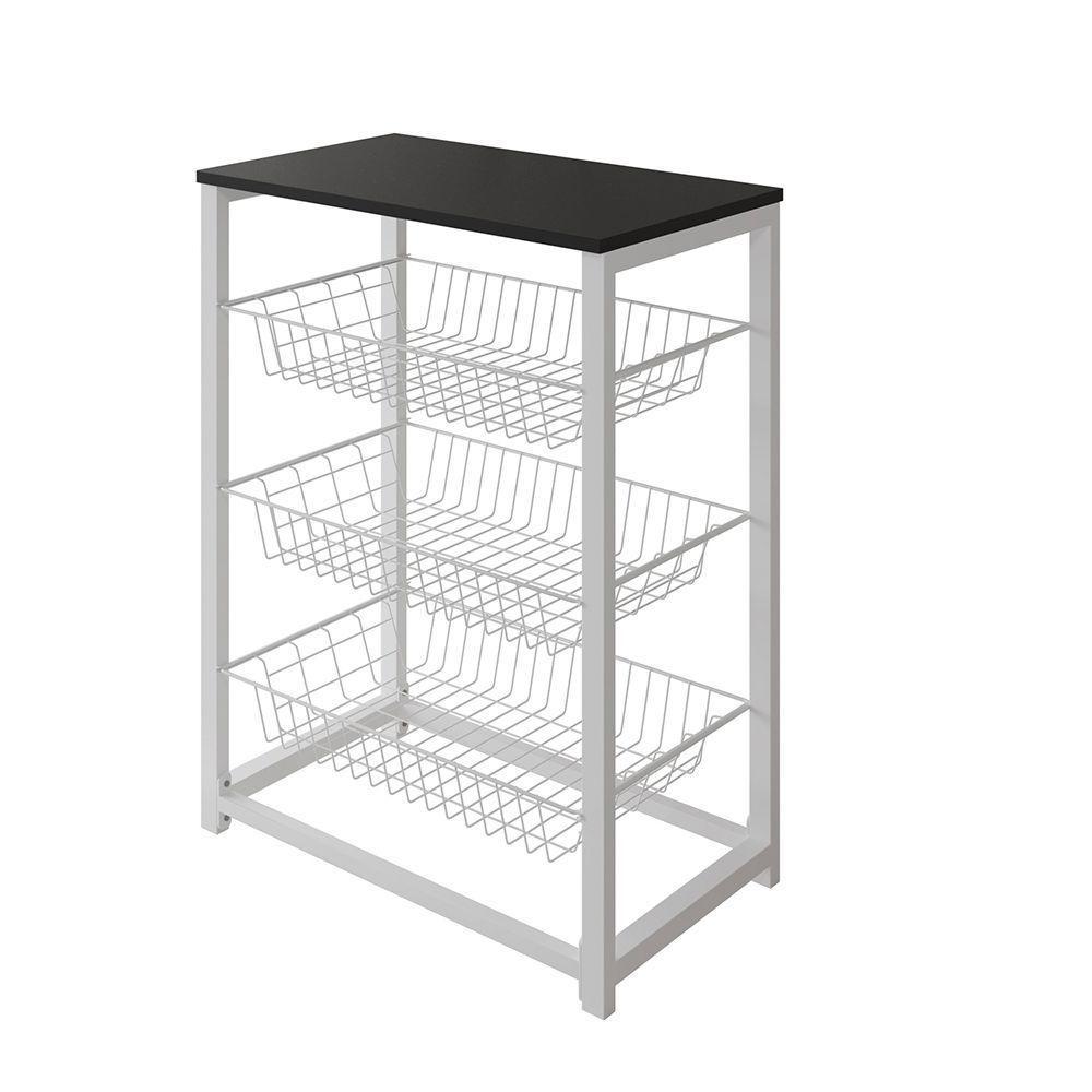 Fruteira Com Suporte Para Micro-Ondas Barcelona Aço Branco Cesto Branco Tampo Preto Cor: Branco - 3