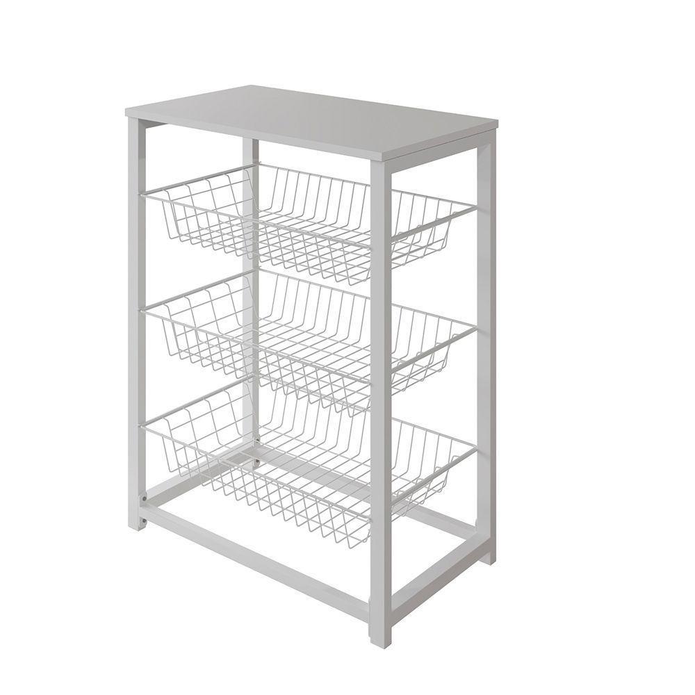 Fruteira Com Suporte Para Micro-Ondas Barcelona Aço Branco Cesto Branco Tampo Branco Cor: Branco - 3