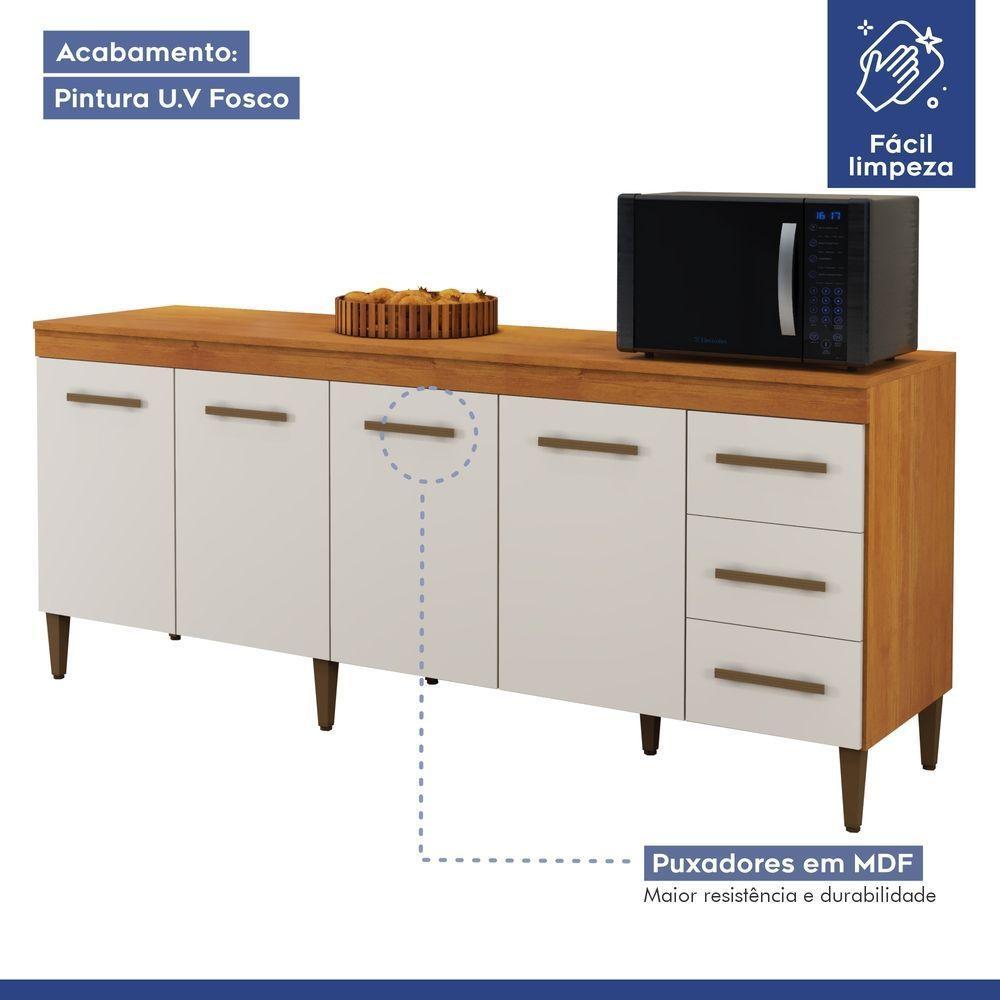 Balcão Atenas 4 Portas E 3 Gavetas Kaiki Moveis Nature/Off White. - 4