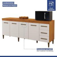 Balcão Atenas 4 Portas E 3 Gavetas Kaiki Moveis Nature/Off White.