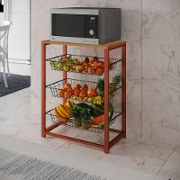 Fruteira Com Suporte Para Micro-Ondas Barcelona Aço Cobre Cesto Preto Tampo Canela Cor: Preto - 1