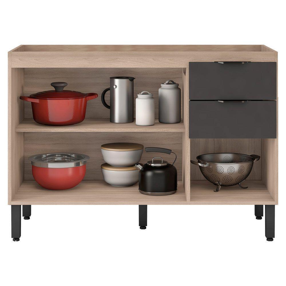 Balcão Para Pia 1,20m Sem Tampo Firenze Avena Grafito - 3