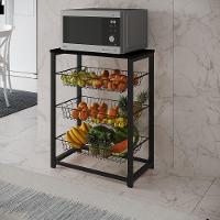 Fruteira Com Suporte Para Micro-Ondas Barcelona Aço Preto Cesto Preto Tampo Preto Cor: Preto - 1