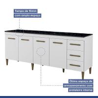 Balcão Atenas 4 Portas E 3 Gavetas Kaiki Moveis Branco - 2