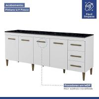 Balcão Atenas 4 Portas E 3 Gavetas Kaiki Moveis Branco - 5