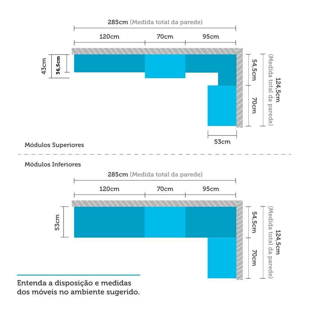Cozinha Modulada 8 Pçs Legno Crema Com Lis Legno Crema - 10