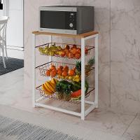 Fruteira Com Suporte Para Micro-Ondas Barcelona Aço Branco Cesto Cobre Tampo Canela Cor: Cobre - 1