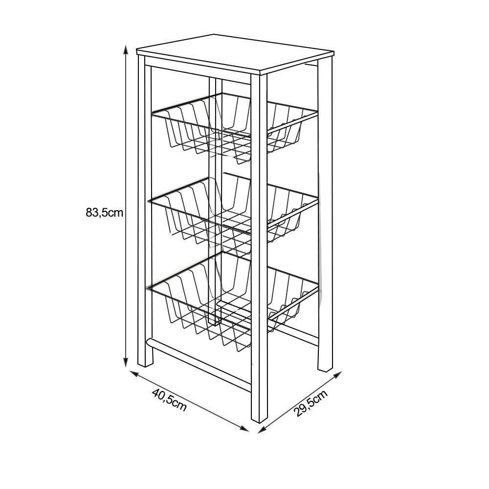 Fruteira De Chão Cozinha Montada Aço Branco Tampo Branco Roma Cor: Branco - 2