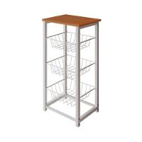 Fruteira De Chão Cozinha Desmontada Aço Branco Tampo Canela Madri Cor: Branco - 1