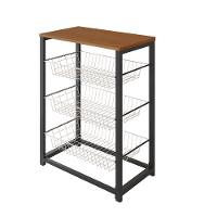 Fruteira Com Suporte Para Micro-Ondas Barcelona Aço Preto Cesto Cobre Tampo Canela Cor: Canela - 3