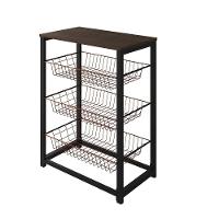 Fruteira Com Suporte Para Micro-Ondas Barcelona Aço Preto Cesto Cobre Tampo Amêndoa Cor: Amendoa - 3