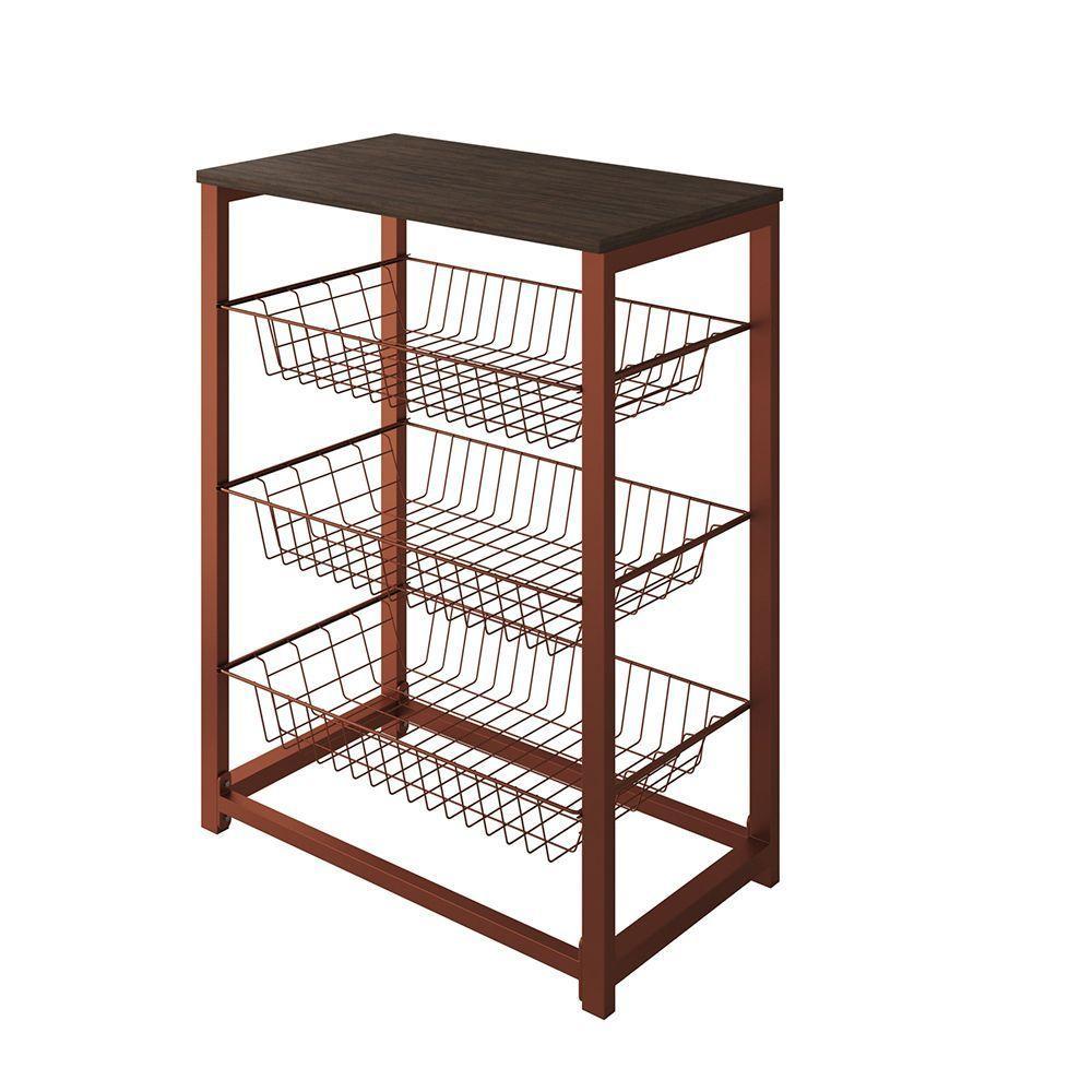 Fruteira Com Suporte Para Micro-Ondas Barcelona Aço Cobre Cesto Cobre Tampo Amêndoa Cor: Cobre - 3