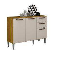 Balcão 3 Portas 2 Gavetas Maísa Chf Móveis Cinamomo/Off White. - 1