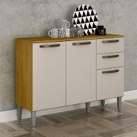 Balcão 3 Portas 2 Gavetas Maísa Chf Móveis Cinamomo/Off White. - 2