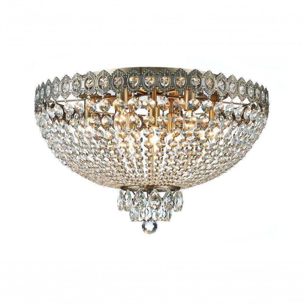 Plafon Queen Metal Com Cristais K9 Transparentes E 9 Lâmpadas E14 Única Único - 1