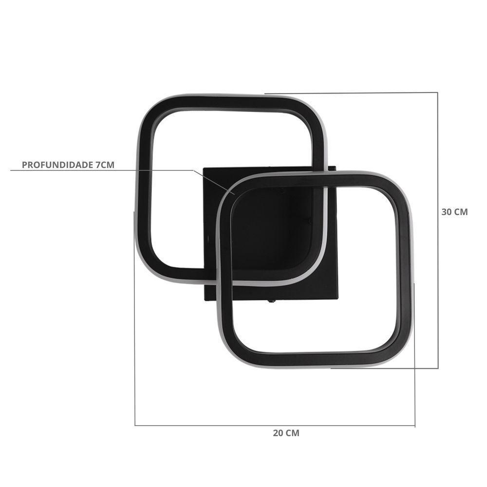 Plafon Taschibra Village Square Led 10w 3000k Luz Amarela Bivolt Preto - 2