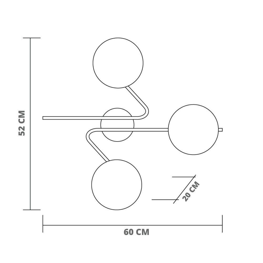 Luminária Plafon Startec Barcelona Triplo Globo 3xe27 Preto Bivolt - 2