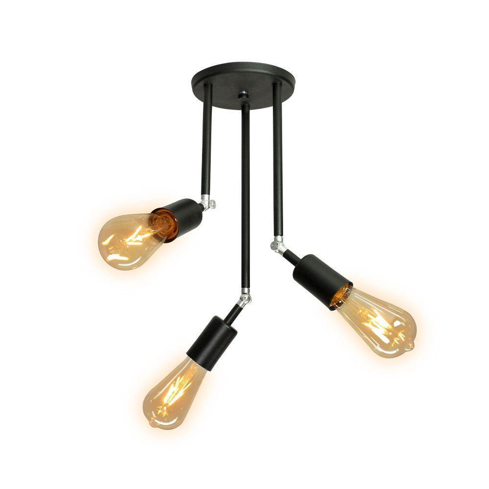 Plafon Taschibra Pointer Triplo 3xe27 Bivolt Preto - 1