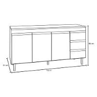 Balcão Gabinete Com Pia Inox 150Cm 3 Portas Andréia Preto - 2