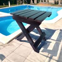 Banco Banquinho Dobrável Ripado Para Sentar (estilo Mesa) Imbuia