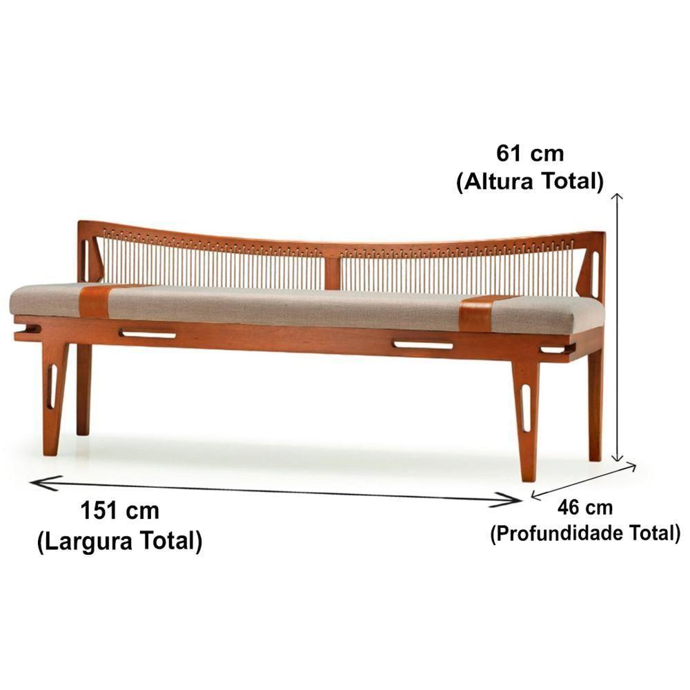Banco Los Ozki 151 Cm Madeira Eucalipto Cedro Tecido 434C Corda Redonda Rami - 7