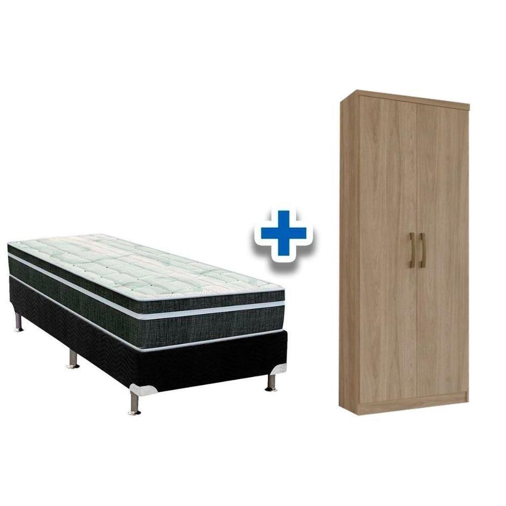 Cama Box Solteiro Crc + Bonnel Orthoflex 78 + Armário Multi Margarida Rústico - 1
