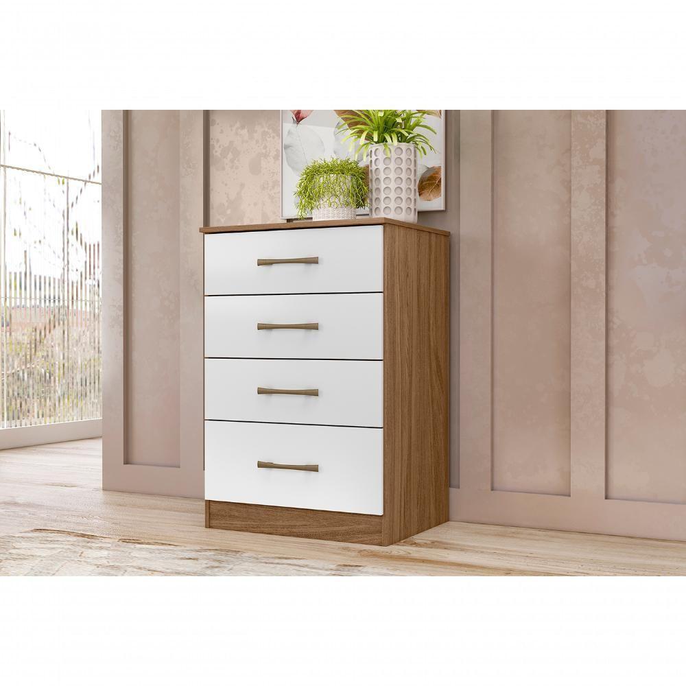 Jogo Gaveteiro E Roupeiro Guilin Com Espelho Naturale Branco - 6